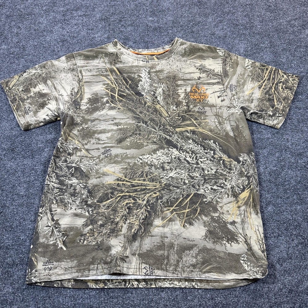 Realtree T-Shirt Mens Large Multicolor Excellent MAX-1 XT Camo Hunting Tee Logo